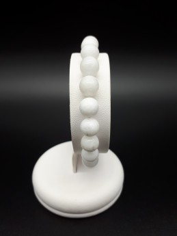 Bracelet jade blanc perles 8mm