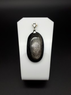 Pendentif obsidienne argentée