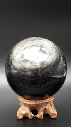 Sphère obsidienne argentée