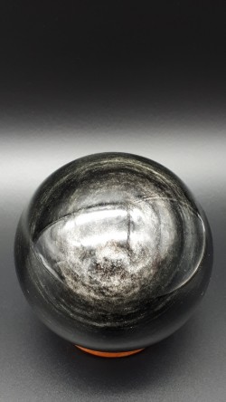 Sphère obsidienne argentée