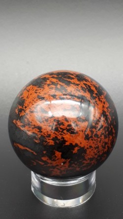 Sphère obsidienne acajou