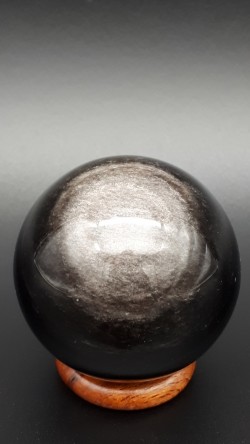 Sphère obsidienne argentée