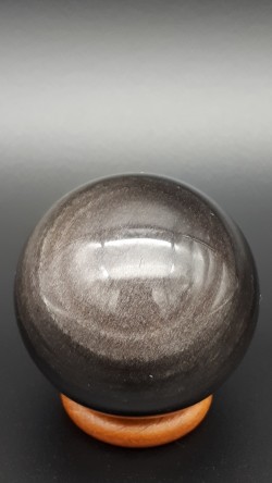 Sphère obsidienne argentée