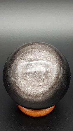 Sphère obsidienne argentée