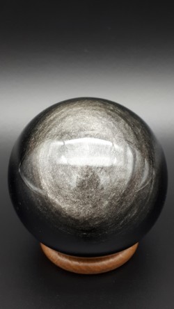 Sphère obsidienne argentée