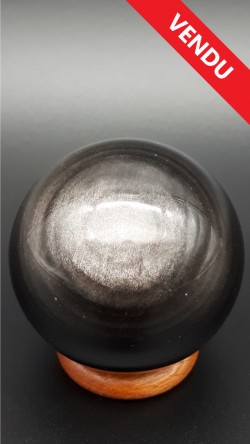 Sphère obsidienne argentée