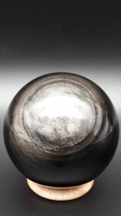 Sphère obsidienne argentée