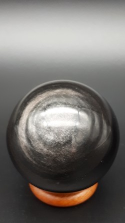 Sphère obsidienne argentée