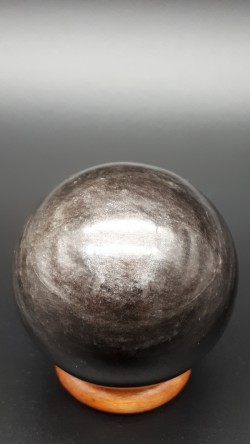 Sphère obsidienne argentée