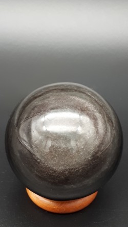 Sphère obsidienne argentée