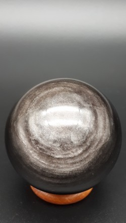 Sphère obsidienne argentée
