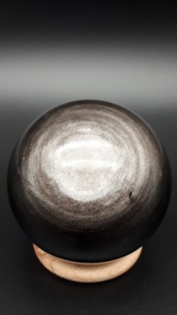 Sphère obsidienne argentée