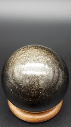 Sphère obsidienne dorée