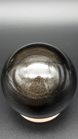 Sphère obsidienne dorée